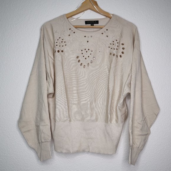 Joseph A womens sweater small beige cut out design long sleeves nwt - Picture 1 of 11